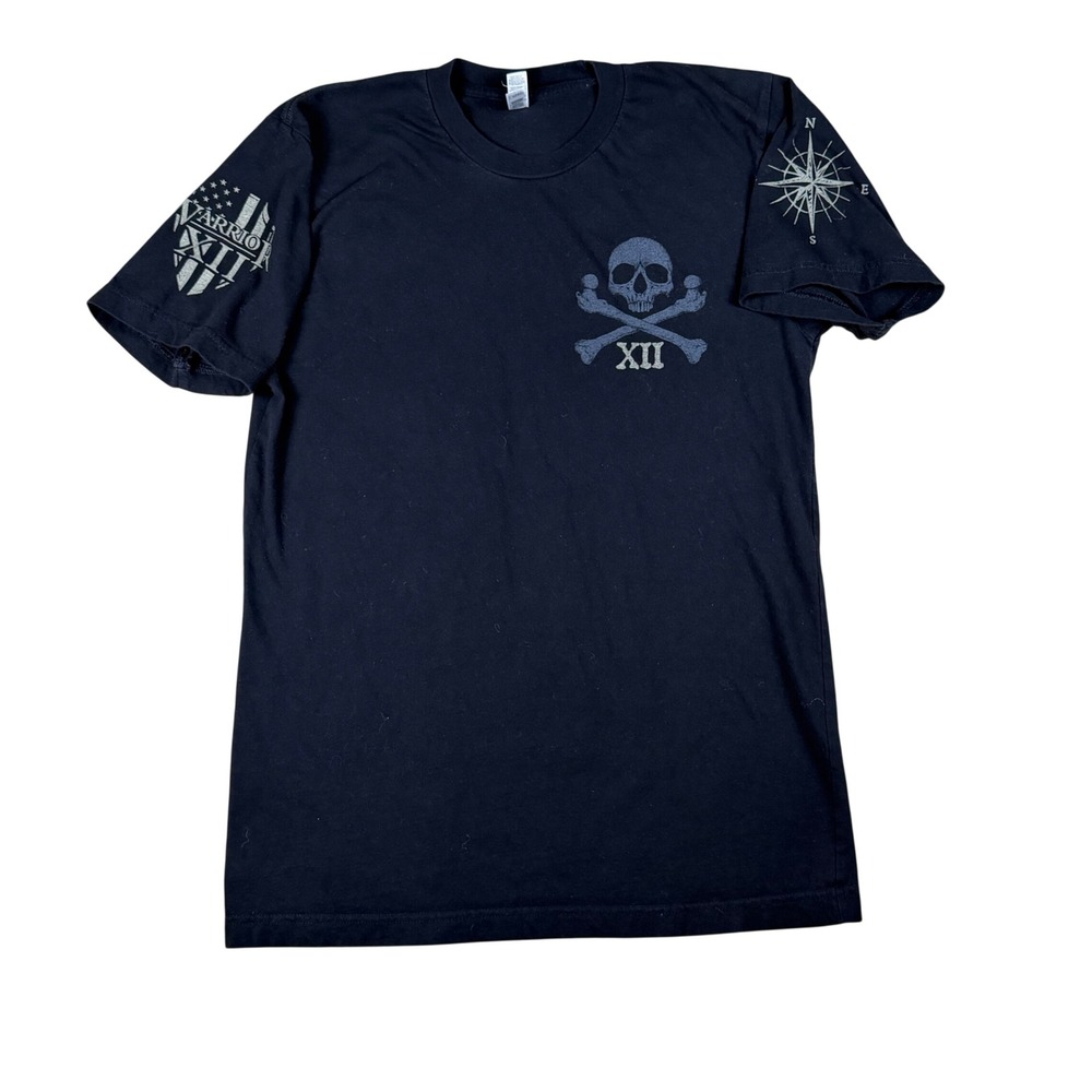 Warrior XII Mens Black Pirate Skull Hoist The Black Flag Graphic T-Shirt Size M